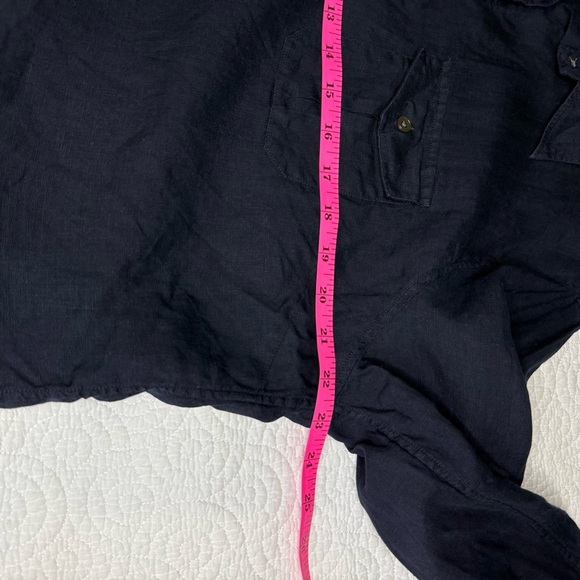 Lands' End Women's Navy 100%  Linen Button Down size Large - Picture 5 of 7